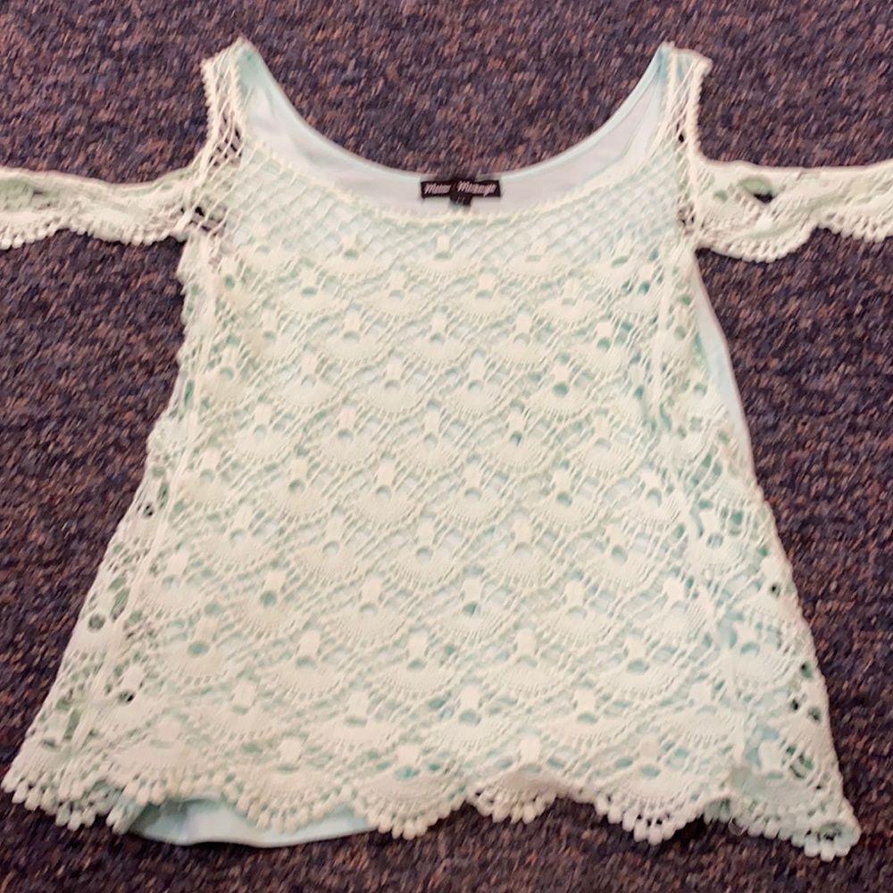 Mason & Mackenzie Mint Green Cold Shoulder Top M